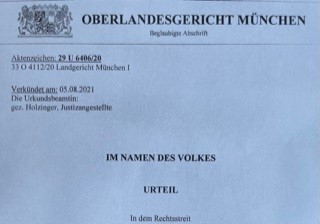 Kopfteil eines Urteils des Oberlandesgerichts München